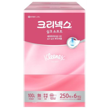 [크리넥스] 실크소프트 미용티슈 천열펄프 2겹 각티슈 250매 3개입 - 3개