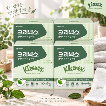 [크리넥스] 클래식 소프트 숲속향 미용티슈 각티슈 화장지 천열펄프 180매x6입