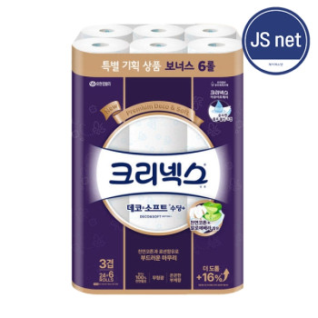 [크리넥스] 데코앤소프트 수딩플러스 3겹 롤화장지 대용량 휴지 25m 30롤