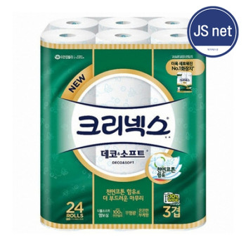 [크리넥스] 데코앤소프트 와이드 3겹 롤화장지 대용량 휴지 30m 24롤