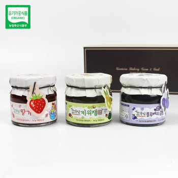 홍성 농부의 국내산 유기농 잼 3종 선물세트 420g (140gx3ea) (블루베리콩포트/딸기/키위 선택)