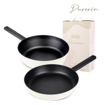 [퓨어린] 화이트 인덕션 (IH) 프라이팬 2종A세트(프라이팬28cm+궁중팬28cm)