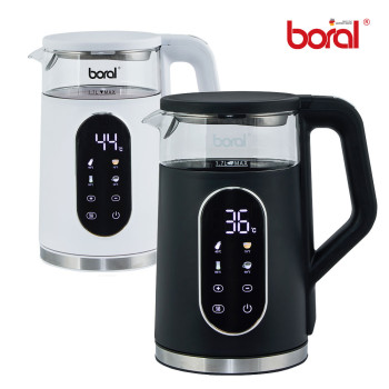 [보랄] BIG LCD 디지털 이중 글래스 전기주전자 1.7L BR-602D(화이트,블랙)