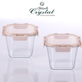 [쉬젤] 크리스탈 Deep 내열밀폐용기 2종세트(중) (딥정사각900ml*2ea)