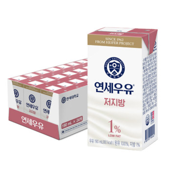 연세 저지방 멸균우유 190ml x 24개