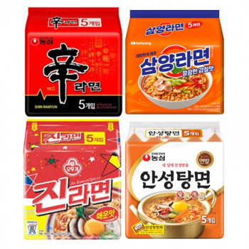 인기라면 특가 멀티팩 신라면 (5개입)+진라면 매운맛 (5개입)+안성탕면 (5개입)+삼양라면 (5개입)