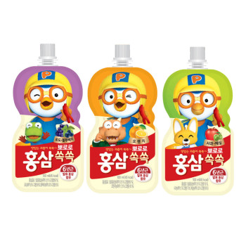 팔도 뽀로로 홍삼쏙쏙 어린이음료 3종 100ml x 40개 (포도블루/오렌지/사과매실)