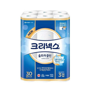 크리넥스 울트라클린 3겹 비데티슈 25m 30롤