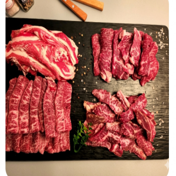 [삼진축산 육향모듬세트 총1kg( 살치+갈비살+부채살g+미국 우겹살)냉동