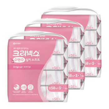 수앤수 코튼클린 실키소프트 물티슈 58매*3+1매