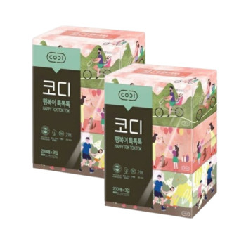 [코디] 행복이 톡톡톡 미용티슈 200매 3입 x 2팩