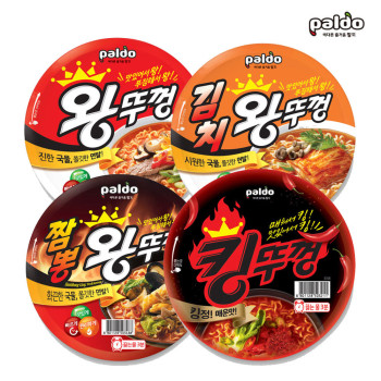 팔도 왕뚜껑 컵라면 4종 (왕뚜껑5개+김치왕뚜껑5개+짬뽕왕뚜껑5개+킹뚜껑3개)