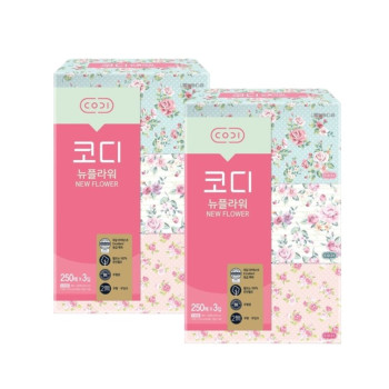 [코디] 뉴플라워 미용티슈 250매 3입 x 2팩