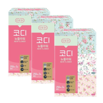 [코디] 뉴플라워 미용티슈 250매 3입 x 3팩