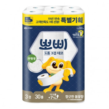 [뽀삐] 도톰한 3겹데코 30M 30롤 [봄꽃향]