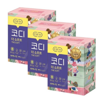[코디] 더 소프트 미용티슈 160매 3입 x 3팩