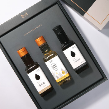 [농부가바로팜] [콩여울] 고창예찬3호 들기름165ml+아카시아꿀250g+재래식간장165ml