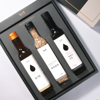[농부가바로팜] [콩여울] 고창예찬4호 들기름260ml+재래식간장260ml+볶은참깨120g