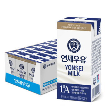 연세 1급A원유 멸균우유 190ml X24팩