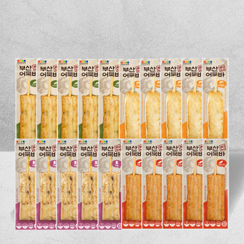 [(주)부산어묵] 부산 찐 어묵바 4종 20팩세트 / 오리지날+청양고추+해물+모짜렐라치즈