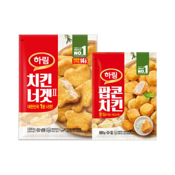 [하림] 치킨너겟2 1kg + 팝콘치킨 650g