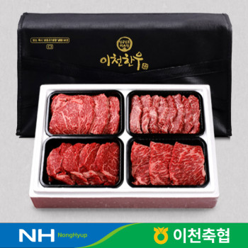 (농할) [이천축협 임금님표] 1+등급이상 무항생제 한우 구이2호 1.2kg(등심300g+안심300g+채끝300g+특수300g)