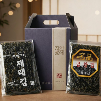 [무료배송]부산 구포시장 설 명절 프리미엄 김선물세트 조미김 + 곱창김 멸치삼촌콩이언니