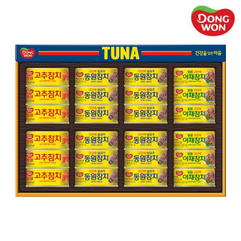 [26년추석][동원선물세트] 동원참치 O24호 (라이트스탠다드85g 12캔 + 고추참치 85g 6캔 + 야채참치 90g 6캔)