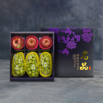 [노블] 사각 샤인 2종세트 프리미엄 2호 (3kg/샤인머스켓3+사과3)