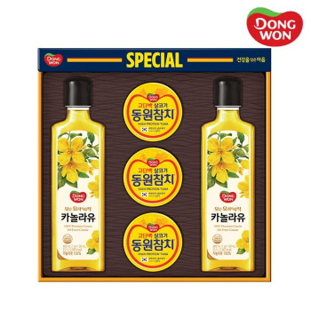 [26년추석][동원선물세트] 스페셜 7호 (라이트스탠다드 90g 3캔 + 카놀라유 480ml 2병)