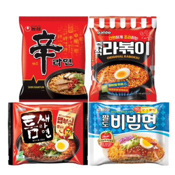 인기 봉지라면! 신라면 5+비빔면 5+라볶이 4+빨계떡 5 19개