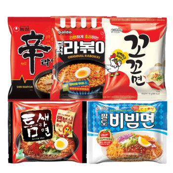 인기 봉지라면! 꼬꼬면5+빨계떡5+비빔면5+라볶이4+신라면5 24개