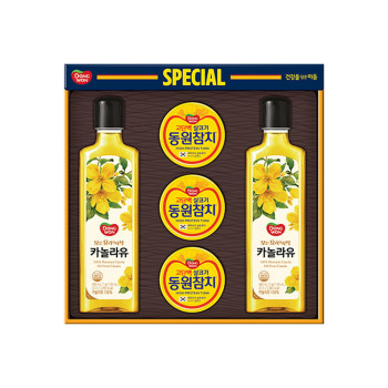 [동원선물세트] 26추석 동원 스페셜7호(라이트 90g 3캔+카놀라유 480ml 2병)