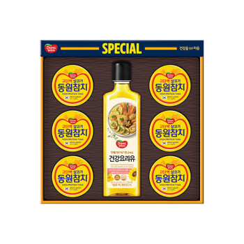 [동원선물세트] 26추석 스페셜O-77호(라이트 85g 6캔+건강요리유 480ml 1병)
