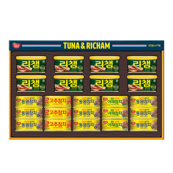 [동원선물세트]26추석 튜나리챔O8호(라이트85g9캔+고추3캔+야채3캔+리챔200g8캔)
