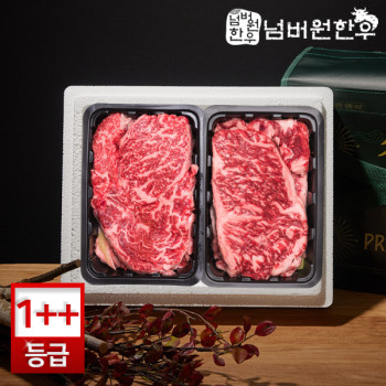 [넘버원한우] 1++(9)등급 채끝 300g + 등심 300g 선물세트