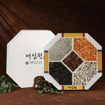 [어심] 함지함 건어물세트(볶음용멸치170g+조림용멸치150g+자른미역100g+건홍합150g+홍새우100g)