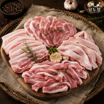 [남도향] 1등급 한돈 구이한판 삼겹살+생목살+항정살+가브리살 1.2kg