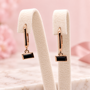 사각 딸랑 블랙 원터치 귀걸이 데일리 생일 여자친구 선물 포인트 귀걸이 14K 18K