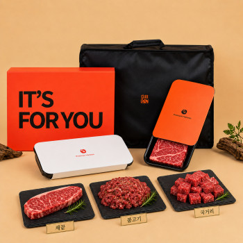 [에브리육] 1++ 한우 구이정육 선물세트 2호 1.2kg (꽃등심300g+채끝300g+불고기300g+국거리300g/고급보냉 패키지)