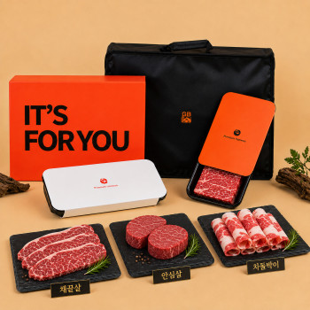 [에브리육] 1++ 한우 구이선물세트 1호 800g (꽃등심200g+채끝200g+안심200g+차돌박이200g/고급보냉 패키지)