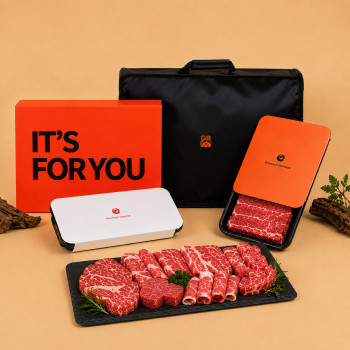 [에브리육] 1++ 한우 6종 선물세트 4호 1.8kg (꽃등심300g+채끝300g+안심300g+부채300g+갈비살300g+차돌300g/고급보냉 패키지)