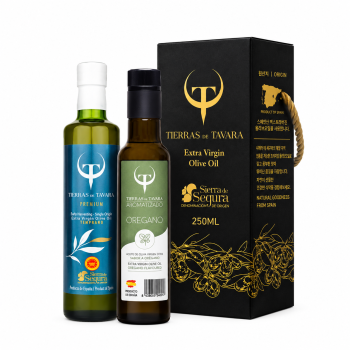 [TIERRAS DE TAVARA] 프리미엄+오레가노향 엑스트라버진 올리브오일 2종세트 (250ml X 2병)(케이스포함)