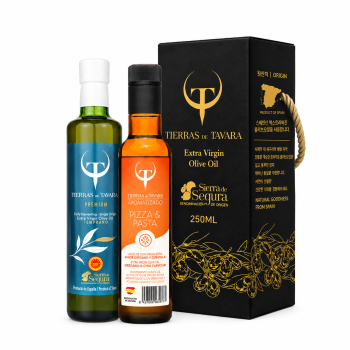 [TIERRAS DE TAVARA] 프리미엄+피자앤파스타향 엑스트라버진 올리브오일 2종세트(250ml X 2병)(케이스포함)