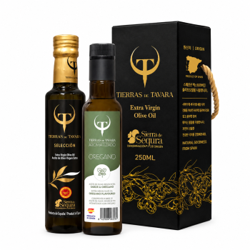 [TIERRAS DE TAVARA] 셀렉션+오레가노향 엑스트라버진 올리브오일 2종세트 (250ml X 2병) (케이스포함)