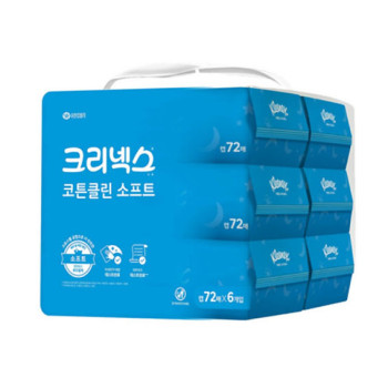 [크리넥스] 코튼클린 소프트 물티슈 캡형 72매x6입