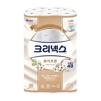 [크리넥스] 퓨어코튼 4겹데코 25m 30롤