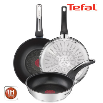 [테팔] 팬&냄비 인덕션 스테인리스 스틸 뉴 이모션 3종세트 (프라이팬 20cm+28cm+볶음팬 28cm)