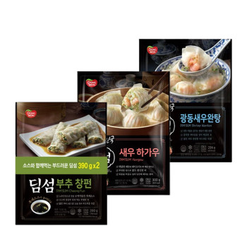 [동원] NEW 딤섬 새우하가우 300g 2봉 + 부추창펀 390g 2봉 + 광동새우완탕 294g 2봉