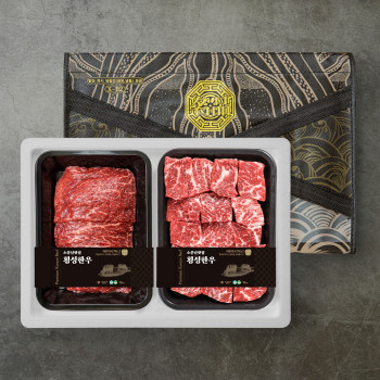 [더기다림 횡성한우] 1+ 횡성한우 스페셜  정육 선물세트 1호 800g [국거리 400g +불고기 400g]